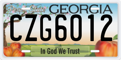 GA license plate CZG6012