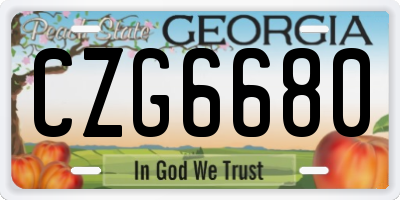 GA license plate CZG6680
