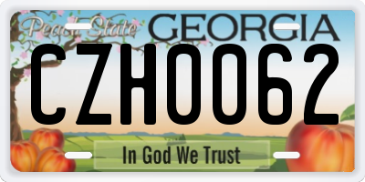 GA license plate CZH0062