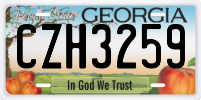 GA license plate CZH3259