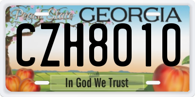 GA license plate CZH8010