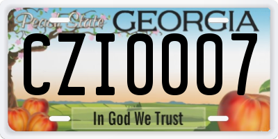 GA license plate CZI0007