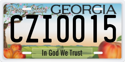 GA license plate CZI0015