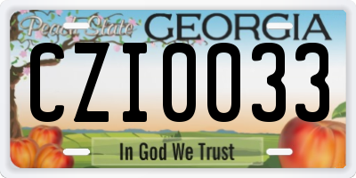 GA license plate CZI0033