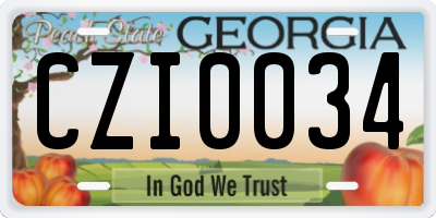 GA license plate CZI0034