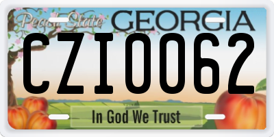 GA license plate CZI0062