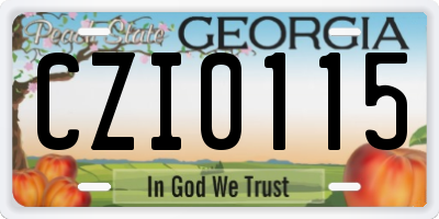 GA license plate CZI0115