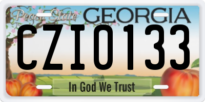 GA license plate CZI0133