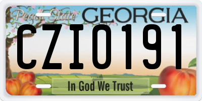 GA license plate CZI0191