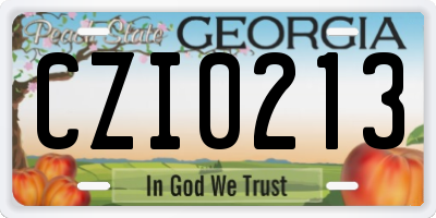 GA license plate CZI0213