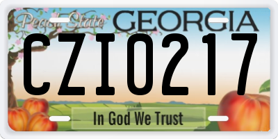 GA license plate CZI0217