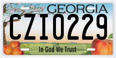 GA license plate CZI0229