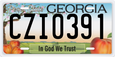 GA license plate CZI0391