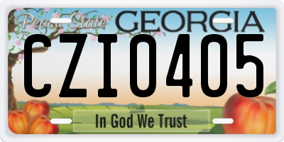 GA license plate CZI0405