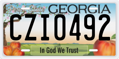GA license plate CZI0492