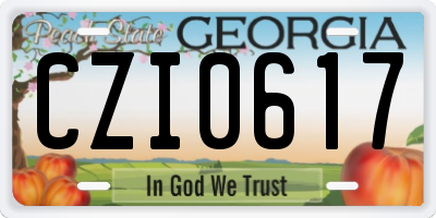 GA license plate CZI0617