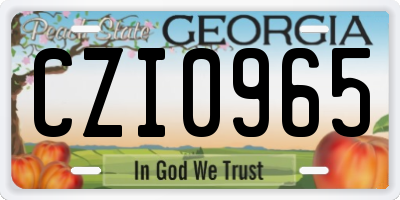 GA license plate CZI0965