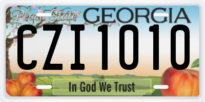 GA license plate CZI1010