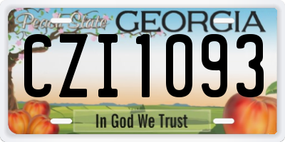 GA license plate CZI1093