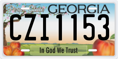 GA license plate CZI1153
