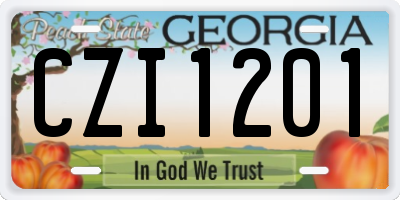 GA license plate CZI1201