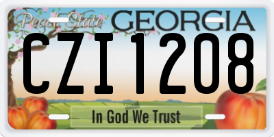 GA license plate CZI1208