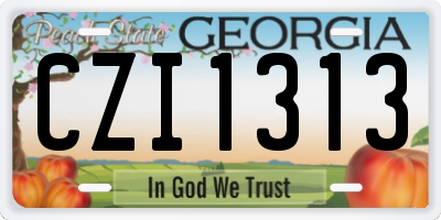 GA license plate CZI1313
