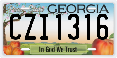 GA license plate CZI1316