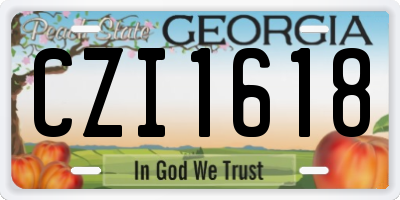 GA license plate CZI1618