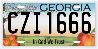 GA license plate CZI1666