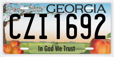 GA license plate CZI1692
