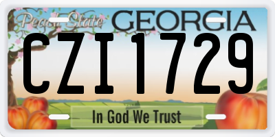 GA license plate CZI1729
