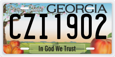 GA license plate CZI1902