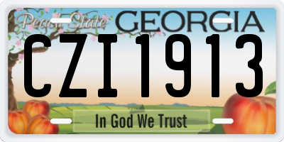 GA license plate CZI1913