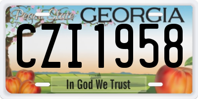 GA license plate CZI1958