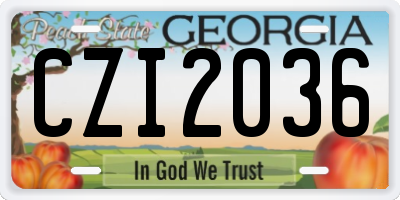 GA license plate CZI2036