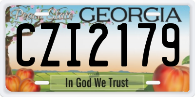 GA license plate CZI2179