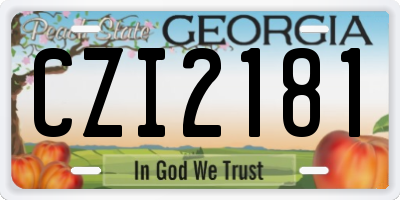 GA license plate CZI2181