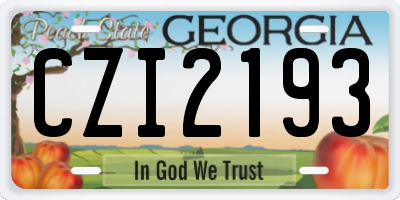 GA license plate CZI2193