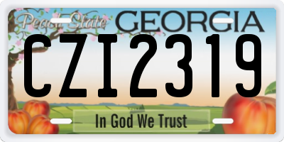 GA license plate CZI2319