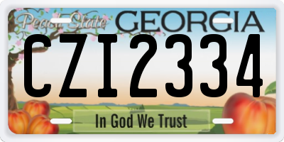GA license plate CZI2334