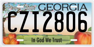 GA license plate CZI2806