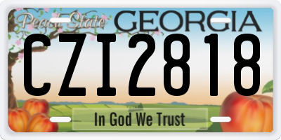 GA license plate CZI2818