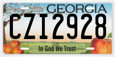 GA license plate CZI2928