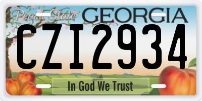 GA license plate CZI2934