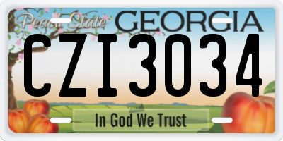GA license plate CZI3034