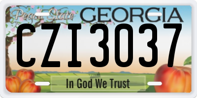 GA license plate CZI3037