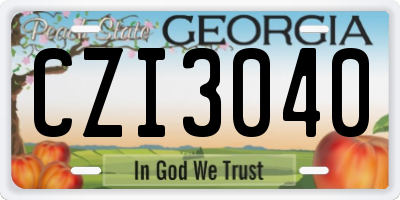 GA license plate CZI3040