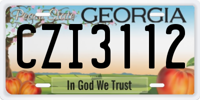 GA license plate CZI3112
