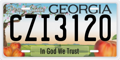 GA license plate CZI3120